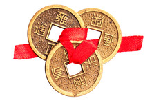 Chinese Lucky Coins On White