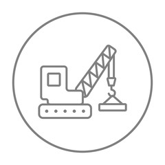 Sticker - Lifting crane line icon.