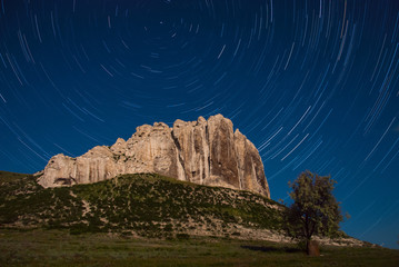 Wall Mural - Mountaine and startrails in sky