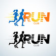 Run club logo template. Sport logotype template, sports club, running club and fitness vector logo design template. Man and woman fitness.