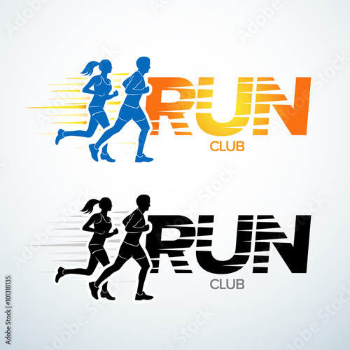 Run Club Logo Template Sport Logotype Template Sports Club Running Club And Fitness Vector Logo Design Template Man And Woman Fitness Buy This Stock Vector And Explore Similar Vectors At Adobe