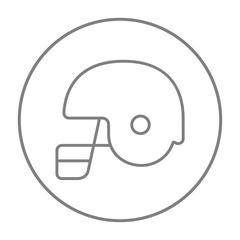 Poster - Hockey helmet line icon.