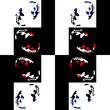 © tpupyku - Seamless abstract geometric pattern on a chess background with fish