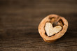 Heart shaped walnut waiting to be discovered together