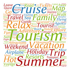 Conceptual tourism or travel  word cloud