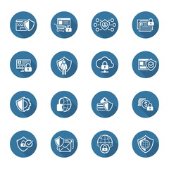 Sticker - Flat Design Protection and Security Icons Set.