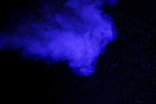Abstract Blue Smoke Hookah And Water Drops.