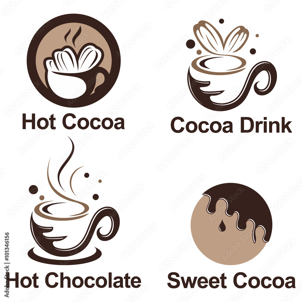 Hot Cocoa Chocolate Logo Icon Set Stock Vector | Adobe Stock, image size:1000x1000