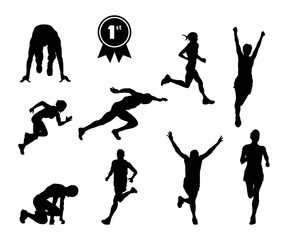 Wall Mural - Silhouette of successful achievement sport runner