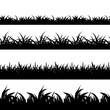 Seamless grass black silhouette vector set. Landscape nature, plant and field monochrome illustration
