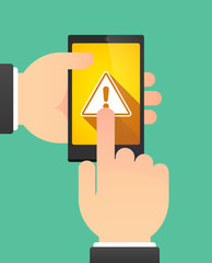 Sticker - Hands using a phone showing a warning signal