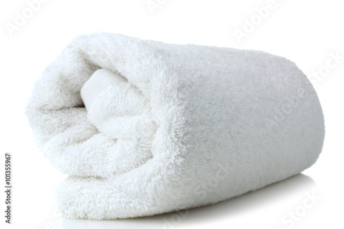Fotografie, Obraz soft bath towel rolled up on a white isolated background