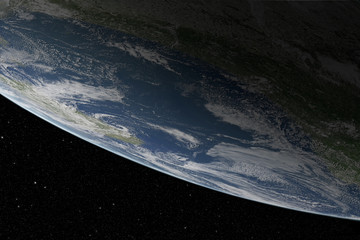 Wall Mural - planet earth from above at sunset in space