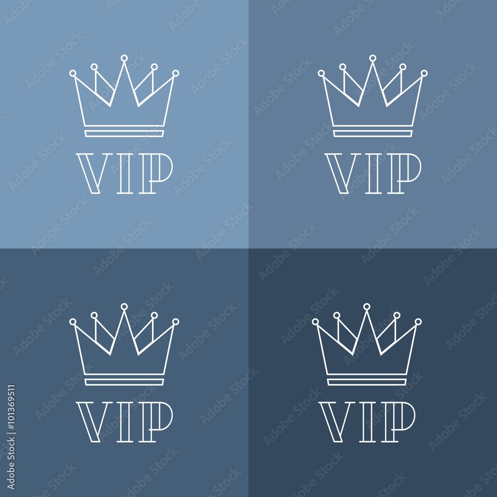 Blue VIP logos set in line style vector. VIP members only banner Stock ...