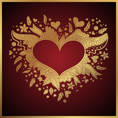 Poster - Greeting gold heart elements for design. Vector illustration.