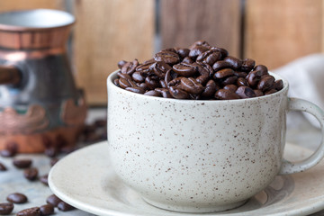 Coffee cup and beans 