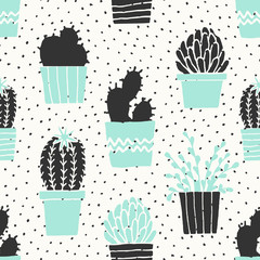 Poster - hand drawn cactus pattern