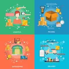 Wall Mural -  Logistics Concept Icons Set