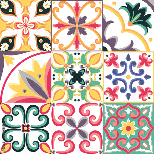 Naklejka na drzwi Seamless pattern in Italian style. Vector bright background