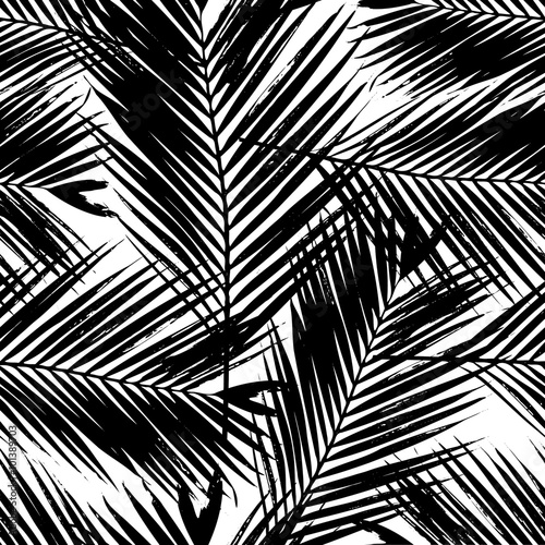 Tapeta ścienna na wymiar Palm Tree Leaves Seamless Pattern