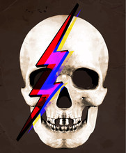 Illustration Of Skull With Lightning Bolt