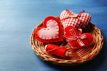 St Valentines decor on wooden background