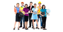 Group Of Asian Men And Women With Various Professions