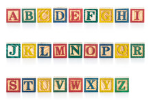 Colorful Wood Alphabet Blocks Isolated On White