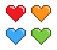 Vector Pixel Art Red Heart For Games.