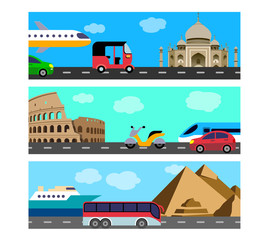 Transport travel horizontal banners