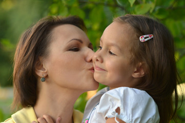 Poster - girl with mother in park