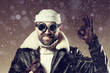 brutal portrait of a bearded man winter snow goggles