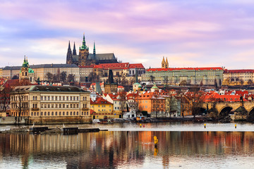 Wall Mural - view of prague castle (czech: prazsky hrad) and charles bridge (czech: karluv most), prague, czech r