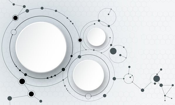 Vector illustration abstract molecules and communication, social media technology concept with 3D paper label circles design and space for your content, business, social media,network and web design