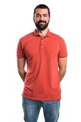 Wall Mural - Man wearing red polo shirt