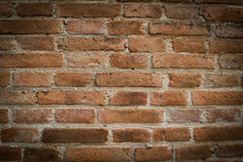 Old Background Of Red Brick Wall Texture,grunge Background And Blocks Road Sidewalk Abandoned Exterior Urban Background For Your Concept Or Project