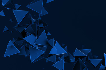 Poster - Abstract 3D Rendering of Flying Triangles.