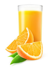 Wall Mural - Orange juice and slices og orange isolated on white