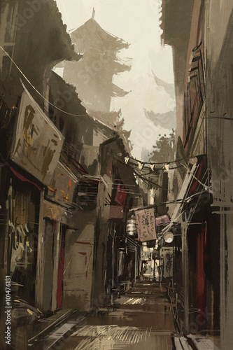 chinatown-aleja-z-tradycyjni-chinskie-budynkami-ilustracyjny-obraz
