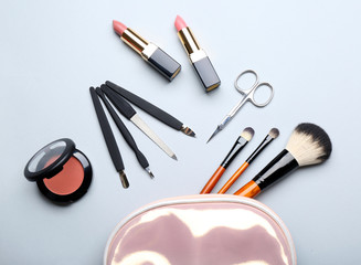 Poster - Set of cosmetics on light background