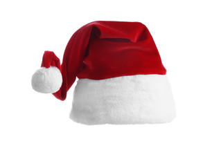 Wall Mural - Santa Claus red hat isolated on white background, close up
