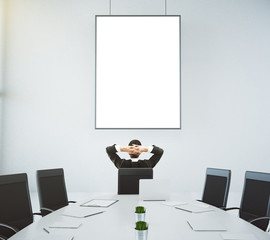 Sticker - Meeting room with a table and a businessman sitting in a chair a