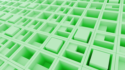 Poster - abstract pattern based background made of randomly rotated cubes with inner structure