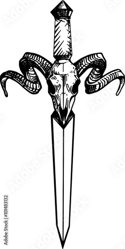 Kinzhal Cherep Zhivotnogo S Rogami Eskiz Tatuirovki Buy This Stock Vector And Explore Similar Vectors At Adobe Stock Adobe Stock