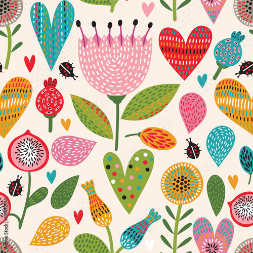 Cotton fabric Romantic floral seamless pattern
