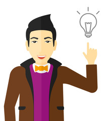 Poster - man pointing at light bulb.