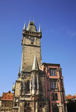 Clock Tower Of Old Town Hall In Prague. Czech Republic