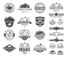 Fruits And Vegetables Logo, Labels, Fruits And Vegetables Icons