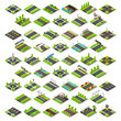 City Map Set Tiles Isometric Vector
