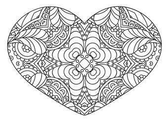 Wall Mural -  Decorative  black and white  heart.